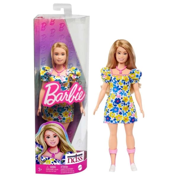 Barbie Fashionista docka -Blå/gul klänning
