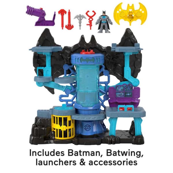 Fisher Price Dc Batcave Leksakshus Med Ljus Och Ljud För Figurer Bat Tech Flerfärgad