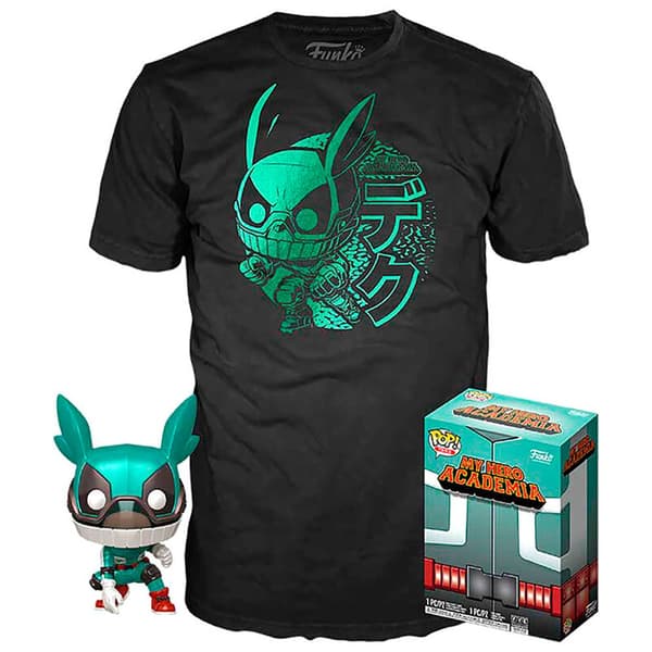 Funko Och Kortärmad T-shirt My Hero Academia Deku Med Hjälm Pop Flerfärgad L