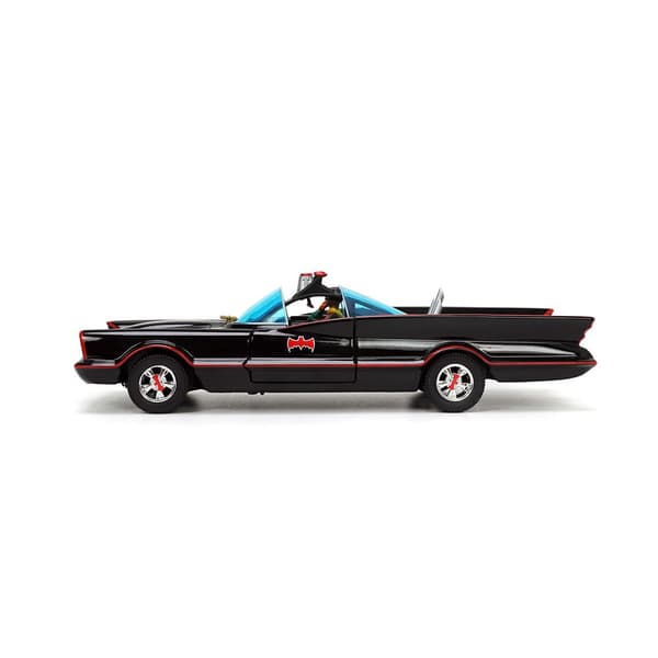 Batman Batmobo Med Metal 1:24 1966 Classic 4 Figurer Rød