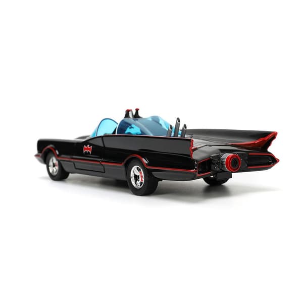 Batman Batmobo Med Metal 1:24 1966 Classic 4 Figurer Rød