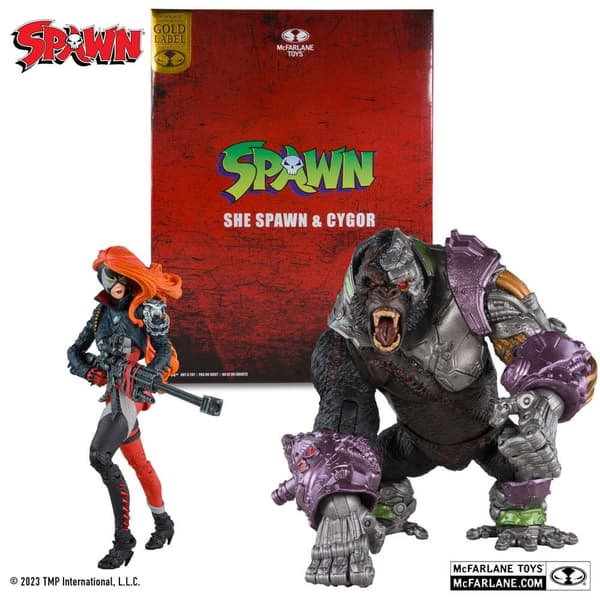 Mcfarlane Toys Actionpakke Af Spawn 2 Hun Spawn & Cygor (guldmærke) 18 Cm Figur Flerfarvet