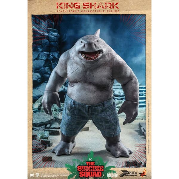 Hot Toys Figur Suicide Square Dc Comics Movie Masterpiece 1/6 King Shark 35 Cm Grå