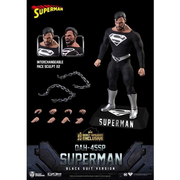 Beast Kingdom Erityinen Musta Pukufiguuri Dc Comics Superman Dynamic8h 20 Cm Musta