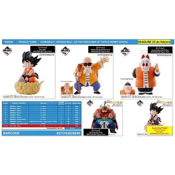 Banpresto Dragon Ball Japansk Lotteri Ichiban Kuji Dragon Ball Ex The Fierce Men Of Turtle Hermit School Transparent
