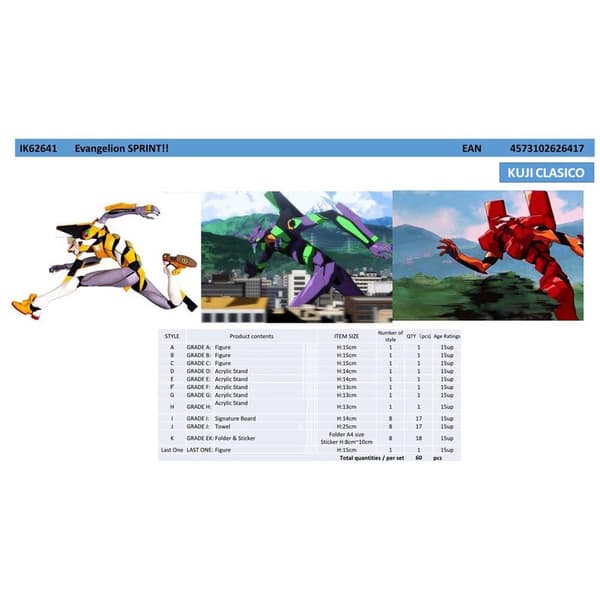 Banpresto Evangelion Japanska Lotteriet Ichiban Kuji Evangelion Sprint!! Ik62641 Flerfärgad