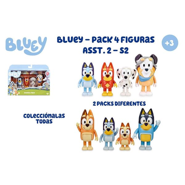 Bluey Figur Assorteret Pack 4 Gylden
