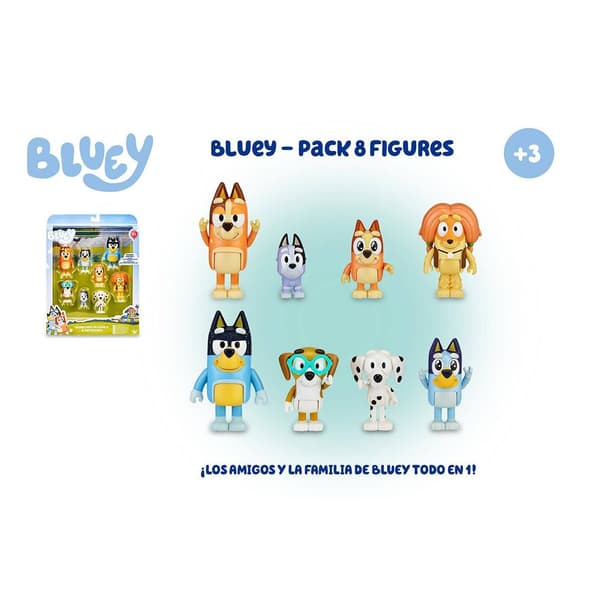 Bluey 8 Pack Pack Figur Flerfarvet