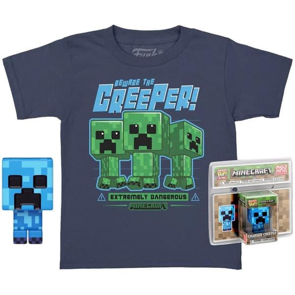 Funko Och Kortärmad T-shirt Minecraft Creeper Pop Blå M