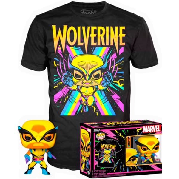Funko Pop Och Kortärmad T-shirt & Tee Marvel Wolverine Black Light Svart XL