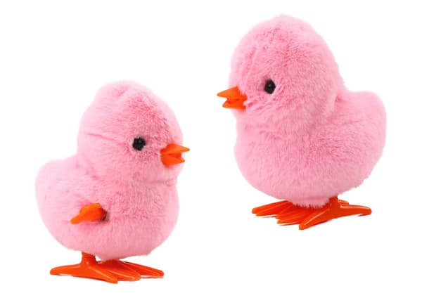 Jumping Chicken Wind-Up Plys Legetøj Dekoration Pink
