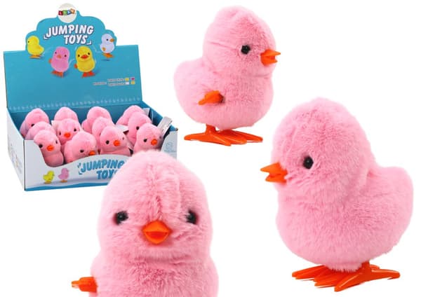 Jumping Chicken Wind-Up Plys Legetøj Dekoration Pink