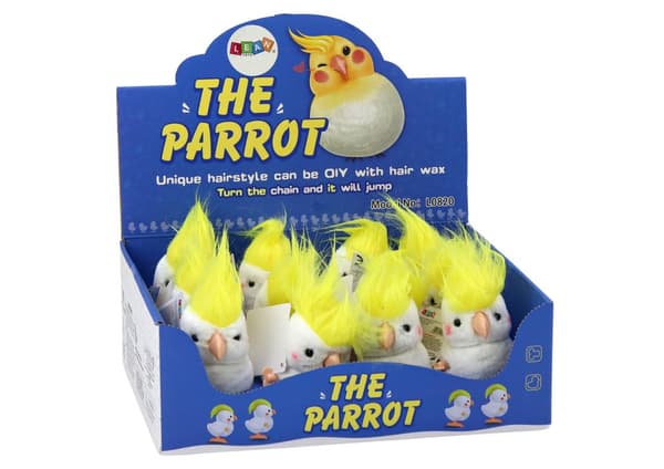 Jumping Parrot Wind-Up Plys Legetøj Dekoration Hvid