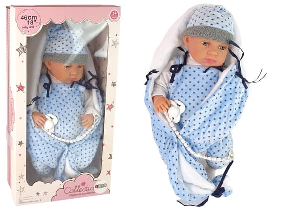 Babydukke 46 cm Blå Suttestjernetæppe