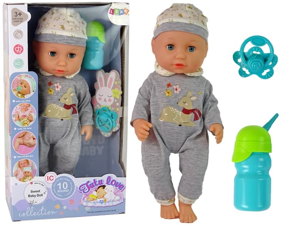 Baby Doll Pee Sound Sutteflaske Grå Pyjamas