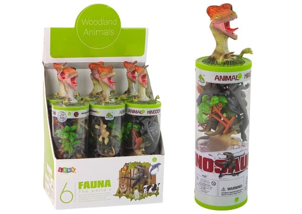 Sæt med figurer Dinosaurer i en Tube Park Tilbehør 12 stk.