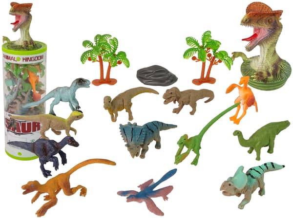 Sæt Dyr Dinosaurer Figurer 12 stk. Tilbehør i rør