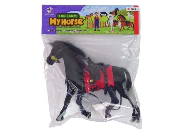 Figurine Velvet Black Horse Red Saddle Farm