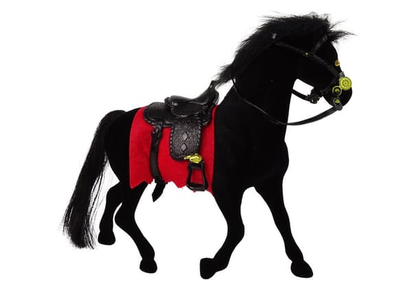 Figurine Velvet Black Horse Red Saddle Farm
