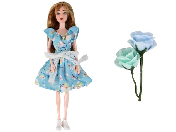 Barndocka Emily Spring Långt Hår Blå Blomma Klänning