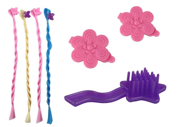 Princess Doll Lila Klänning Set med flätor förlängningar