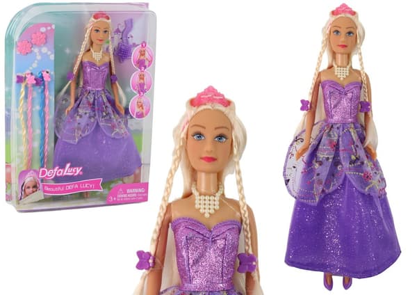 Princess Doll Lila Klänning Set med flätor förlängningar
