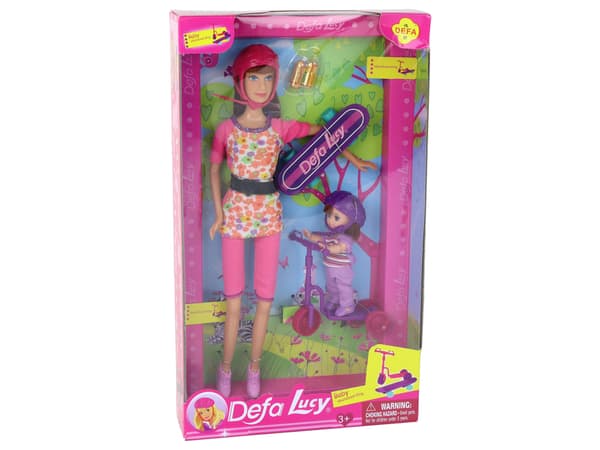 Lucy Doll Sæt Pink Scooter Skateboard hjelme