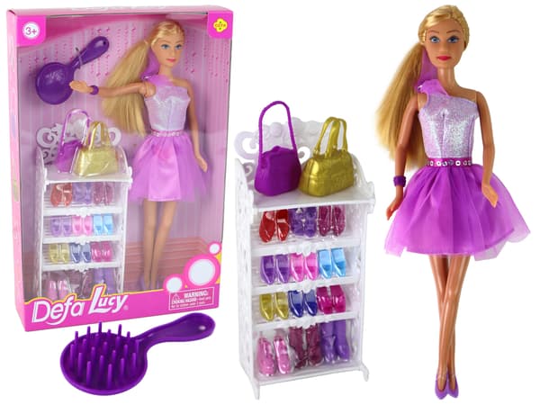 Lucy Doll Lila Glitter Klänning Set Skor