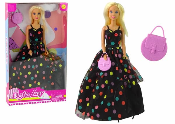 Lucy Doll, svart prickig klänning, lång