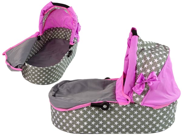 Dukkevogn Klapvogn 2 i 1 Gondoltaske Pink Stars