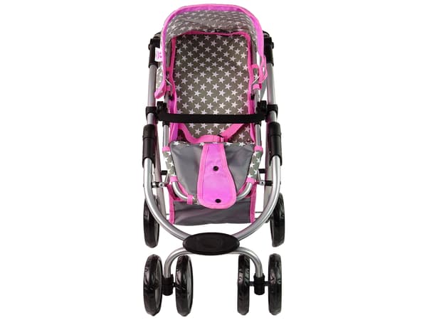 Dukkevogn Klapvogn 2 i 1 Gondoltaske Pink Stars