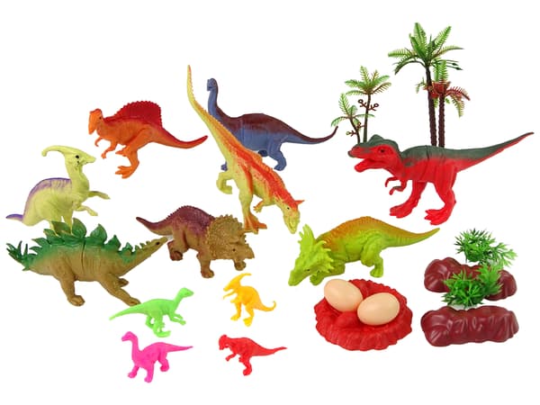 Set med dinosauriefigurer med tillbehör 21 delar