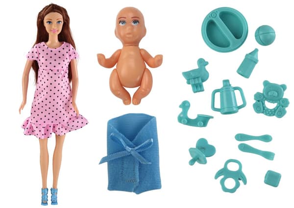 Gravid mamma Baby Doll Rosa klänning tillbehör