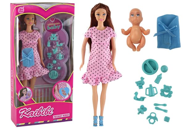 Gravid mamma Baby Doll Rosa klänning tillbehör