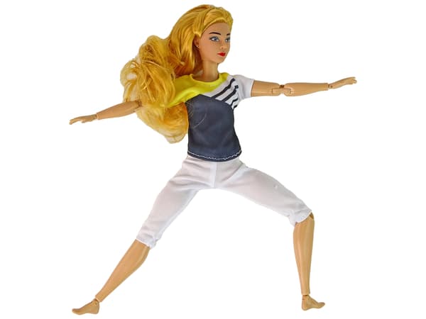 Børnedukke yogamåtte langt blondt hår