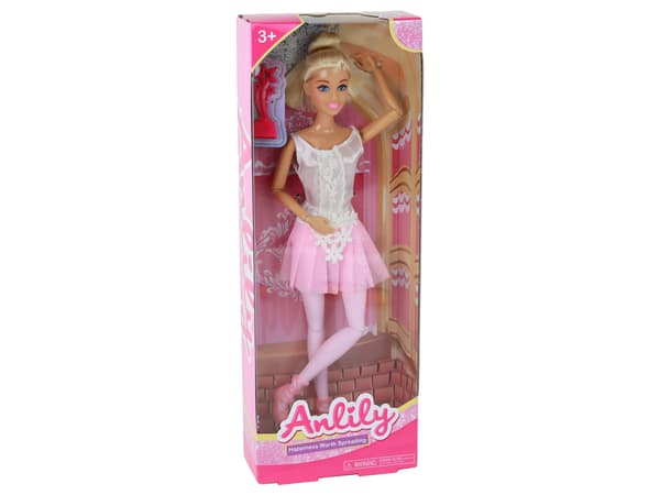 Barndocka Anlily Ballerina Dancer Statyett Bulle Rosa Klänning