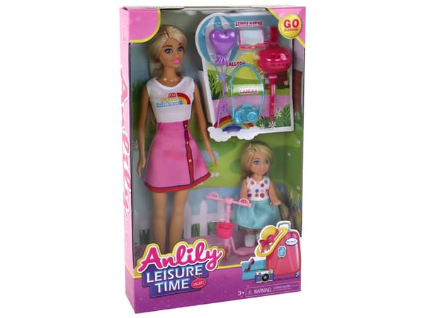 Anlily Børnedukker Mor og Datter Blond Hårscooter 8 El.
