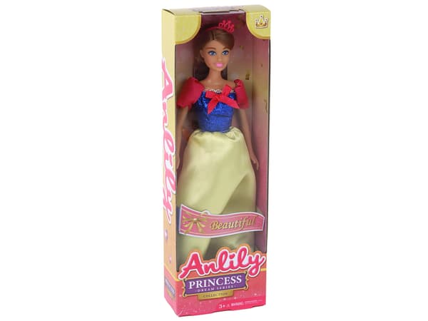 Barndocka Anlily Princess Långt mörkt hår Gul klänning