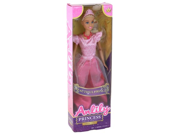 Børnedukke Anlily Princess Langt Blondt Hår Tiara Pink Kjole
