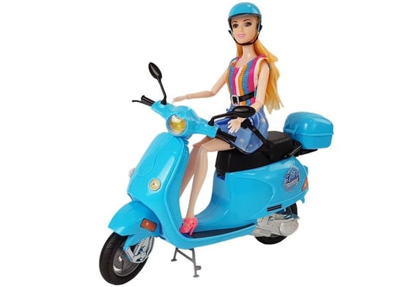 Dukke med tilbehør til scooterhjelm