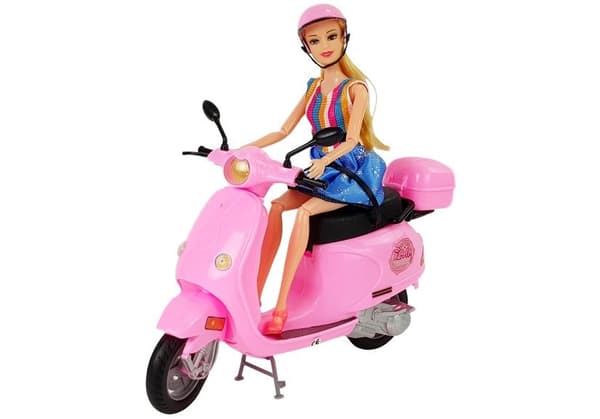 Dukke med tilbehør til scooterhjelm