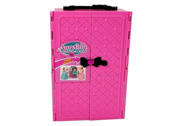 Pojke Flicka Doll Set Garderob Garderob Kläder i en resväska