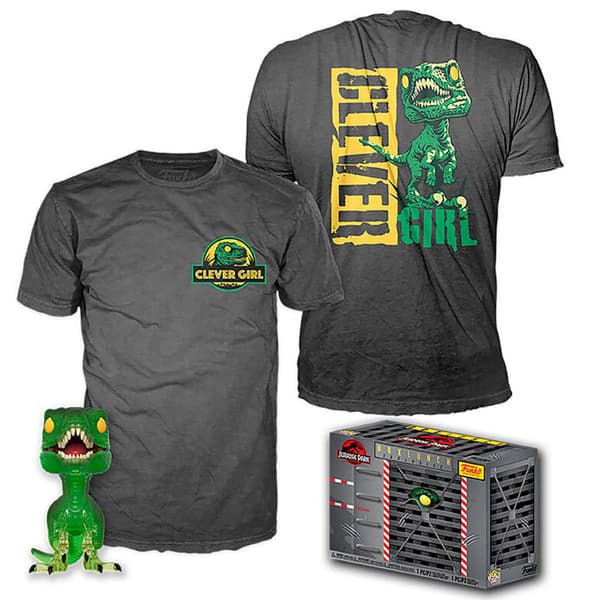 Funko Och Kortärmad T-shirt Exklusiv Jurassic Park Velociraptor Pop Flerfärgad S