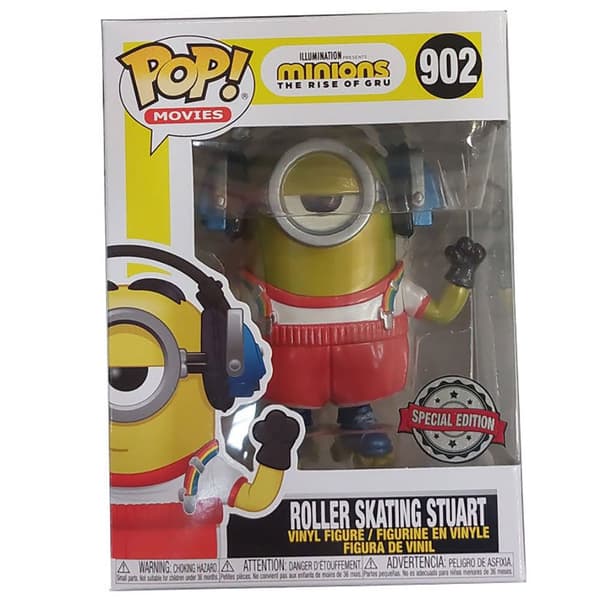 Funko Figur Pop And Tee Minions Roller Skating Stuart Metallic Exclusive Gul XL