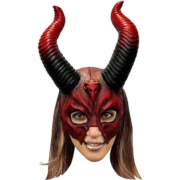 Ghoulish Mytisk Dæmonhovedskalmaske Med Horn