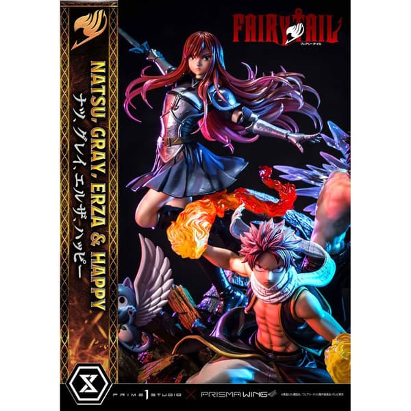 Prime 1 Studio Fairy Tail Pvc 1/6 Natsu Gray Erza Happy Deluxe Version 57 Cm Patsas