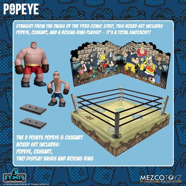 Mezco Toys Figurer 5 Point Deluxe Sæt Popeye & Oxheart Popeye 9 Cm