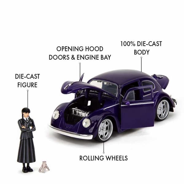 Jada Volkswagen Beetle 1972 1:24 Metall Av Wednesday Addams-figur