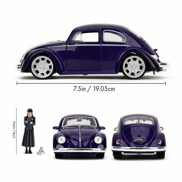 Jada Volkswagen Beetle 1972 1:24 Metall Av Wednesday Addams-figur