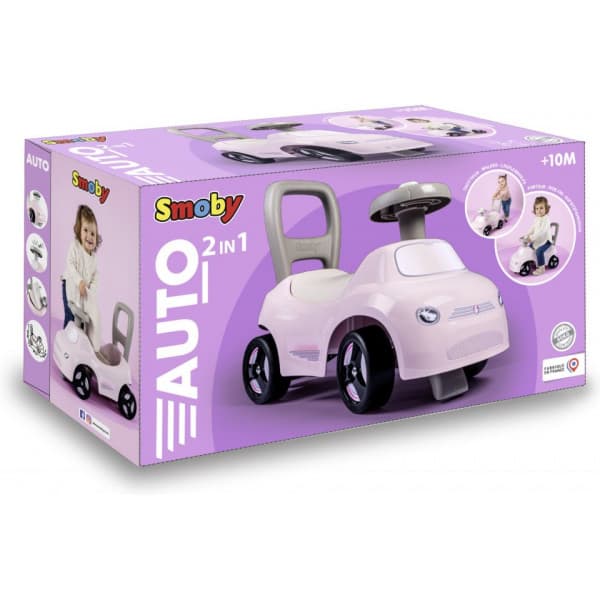 Smoby Bil 2i1 -sparkebil, rosa